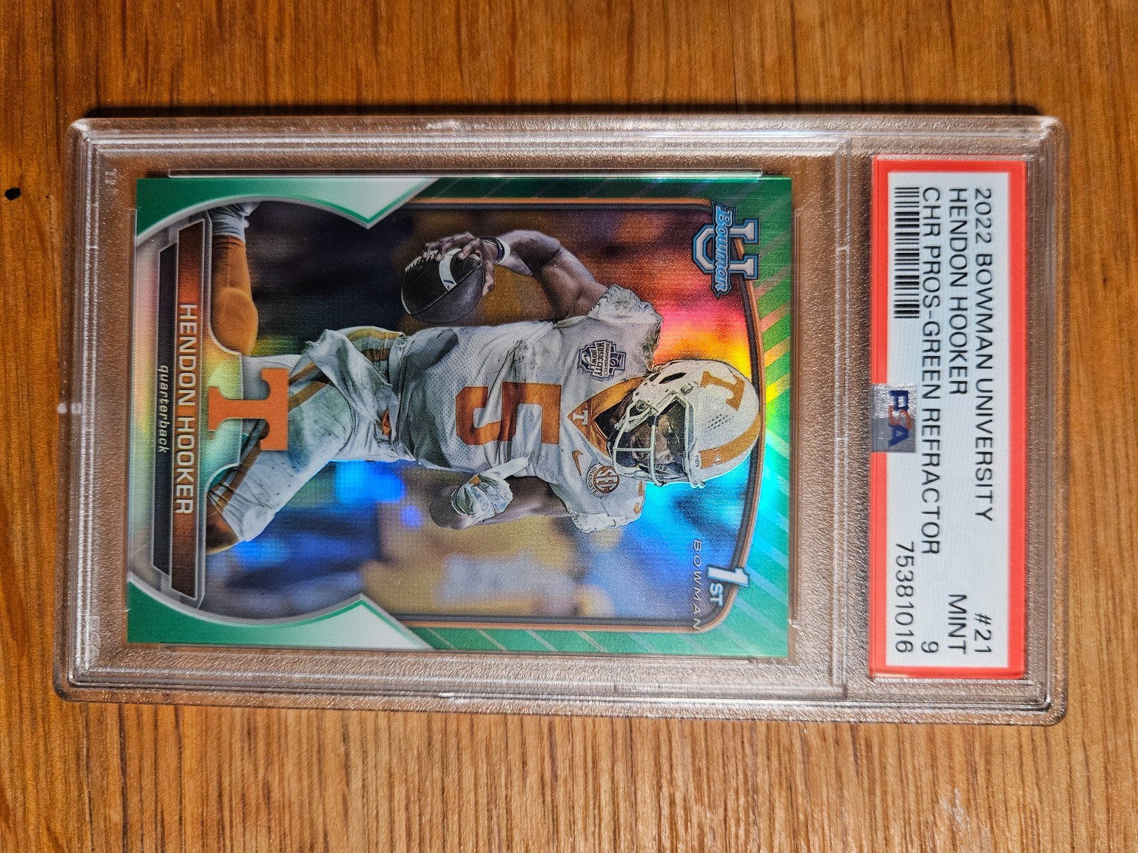 2022 Bowman University Chrome - Hendon Hooker #21 Green Refractor /99 (RC)