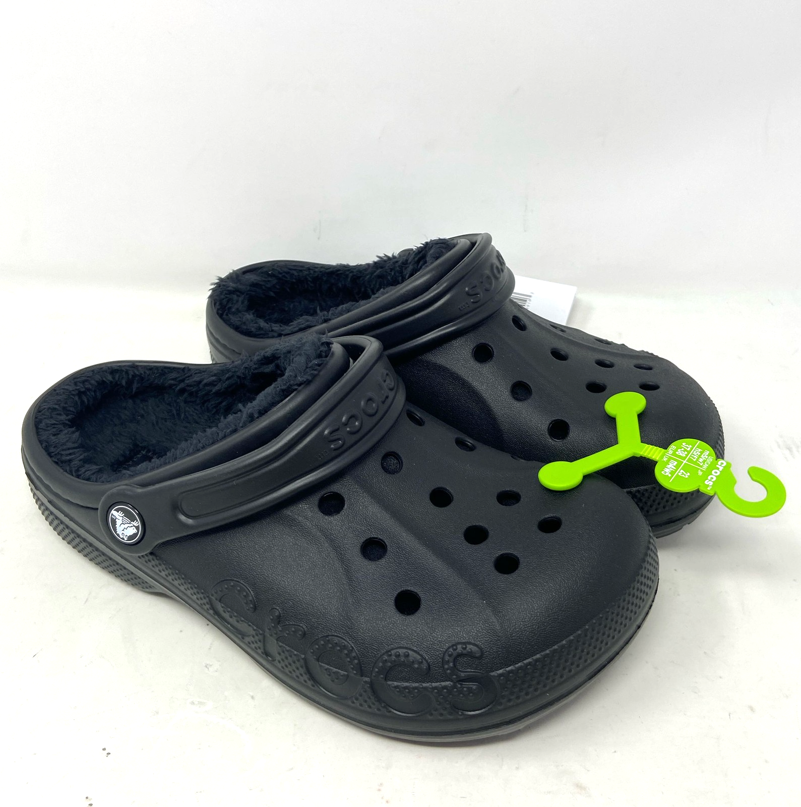 Crocs Baya Lined Clogs Black Unisex M5/W7 (205969-060) - Cozy Fleece Liner