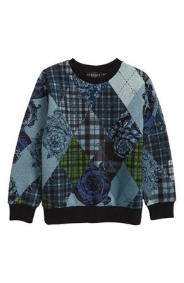 Versace Kids' Barocco Argyle Neoprene Sweatshirt Size 6 Years Authentic