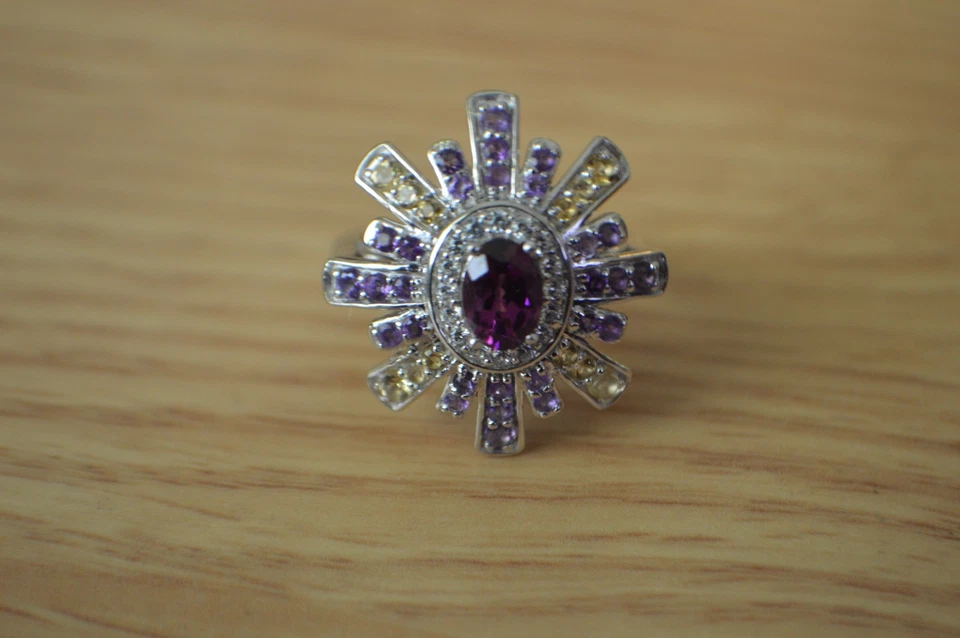 2.00ct Ember Garnet / Multi Gemstone Ring Rhodium Plated over Fine Silver Size 7 - Image 3 of 4