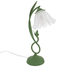 Table Lamp Flower Shape Glass Bedside Desk Light Fixture Green Reading Lamp