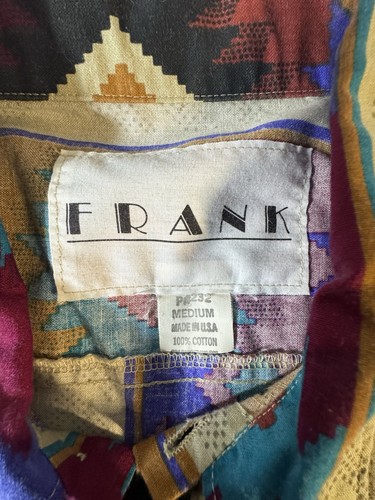 Vintage 1980s Frank Aztec Print Button Down Western Short Sleeve Shirt Sz M - Picture 5 of 9