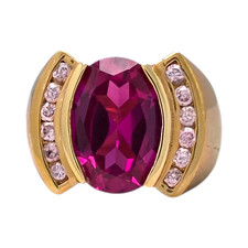 STUNNING STERLING SILVER GOLD TONE PINK SAPPHIRE SIZE 5.75 RING 8.9GR 1486