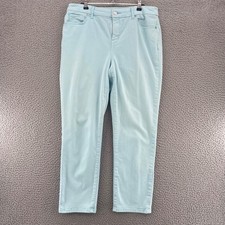 Chicos Jeans Womens 1 US 8 Baby Blue So Slimming Girlfriend Crop Stretch Pocket