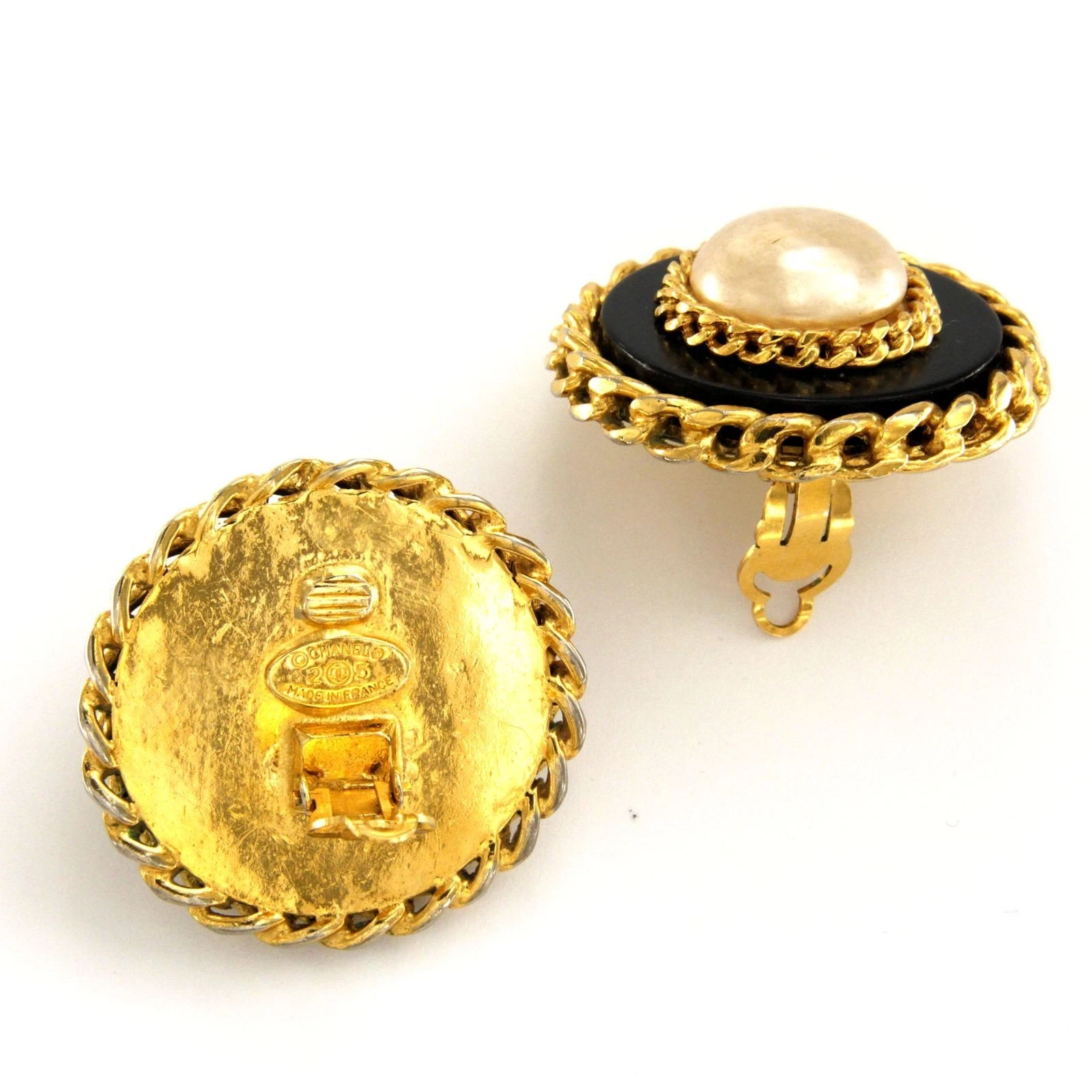 authentic chanel pearl large vintage earrings