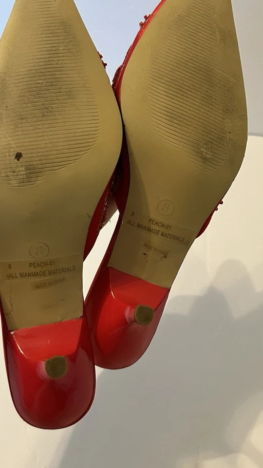 Anne Michelle Womens Sequin Hand Made Kitten Heels Mule Sandals US Size 8 - Image 4 of 4