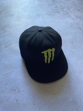 Monster Energy Black Neon Green Logo Flat Bill Fitted Baseball Cap Hat OSFM