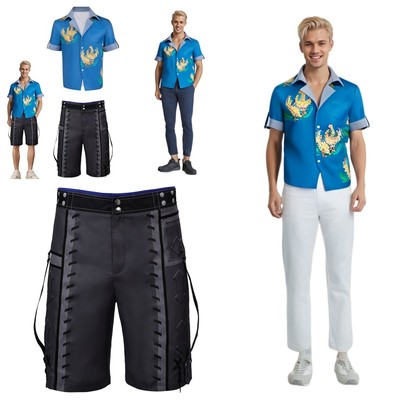 Cloud Strife Adult Cosplay Costume Final Game Fantasy Shorts Pants+Shirt Fullset