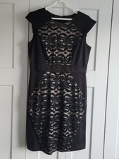 R M Richards Women's Cap Sleeve Black Lace Dress Sz 12