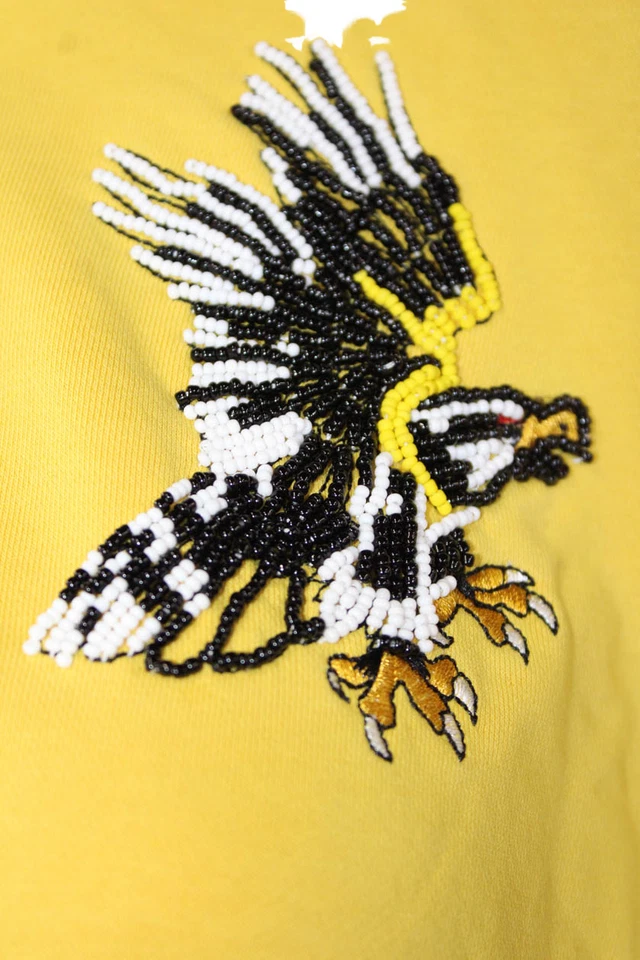 Pam & Gela Womens Cotton Beaded Long Sleeve Pullover Hoodie Yellow Size Large - Image 4 of 4