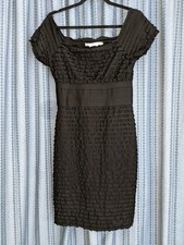 Max Studio Large Black Ruffle Dress Sheath Poly blend off shoulder cap sleeve