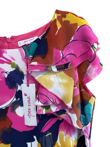 Abito a tubino Per Una manica ad aletta taglia 14 floreale multicolore occasione estiva - Foto 4 di 8