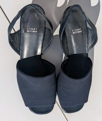 Stuart Weitzman Black Slingback Open Toes Heels Women's