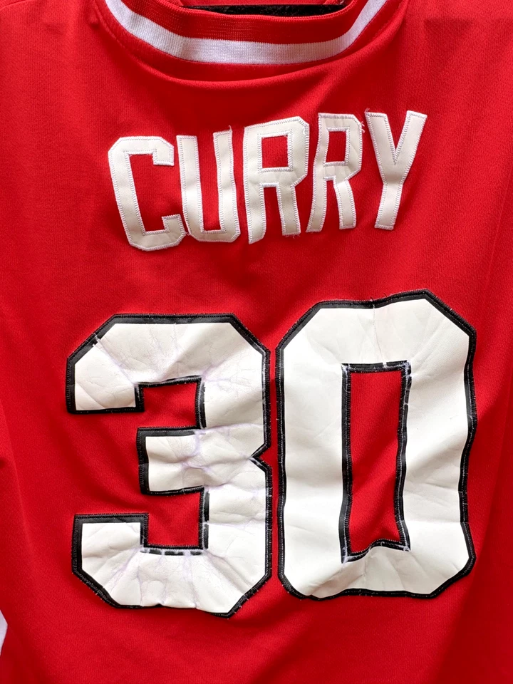 Steph Curry #30 Davidson Wildcats NCAA Jersey Red with Black & White Stripes XL - Image 3 of 4