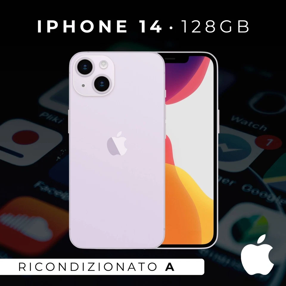 Apple iPhone 14 128GB Viola Grado A + Accessori Garanzia 12 Mesi Ricondizionato - Immagine 2 di 4