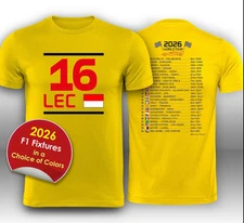 Charles Leclerc 2026 Race Calendar Formula 1 F1 T-Shirt Plain