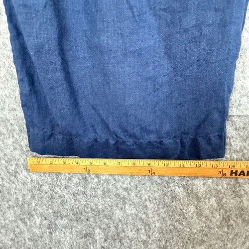 FRANK & EILEEN Marineblau Leinen Pull On Elastische Taille Weites Bein Crop Hose Taschen - Bild 12 von 12