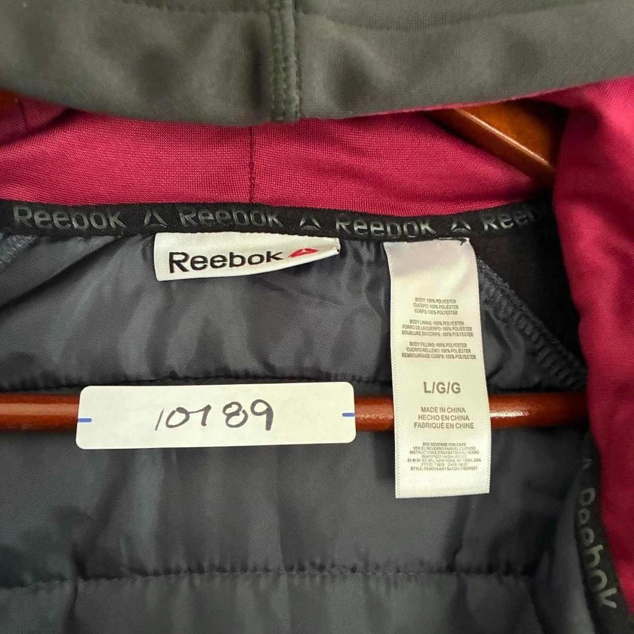Reebok Mens Hybrid Puffer Jacket Hooded Zip Up Ebony Black REM214JK01021 Size L - product detail image 4