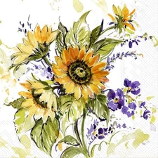Boston International IHR 3-Ply Cocktail Napkins 5x5in Sunflower Bunch
