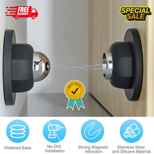 Magnetic Door Stopper No Drill Door Stop Stainless Steel Wall Floor Mount Mute