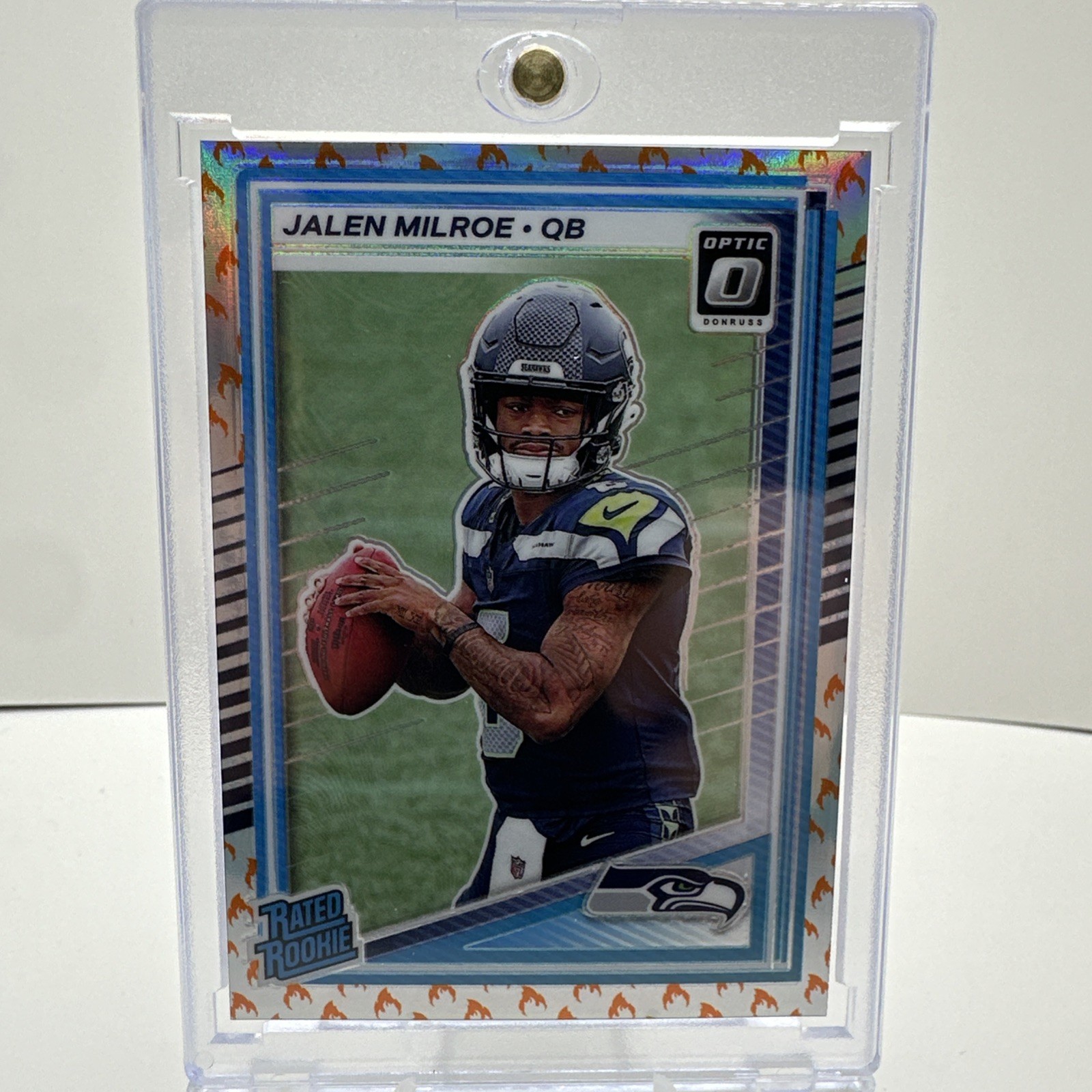 2025 Panini Donruss Optic Jalen Milroe Fire Emoji SSP Rated Rookie #253 RC