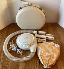 Vintage - GE Hair Dryer F3HD18 W/ Hard Shell Travel Case, Soft Bonnet — READ
