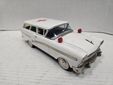 1957 Ford Fairlane Red Cross Ambulance Friction Toy Car W Original Box Japan