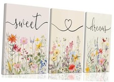 tgguytiy Framed Bedroom Canvas 16x12 Wildflower Bedroom Decor Wrapped Canvas