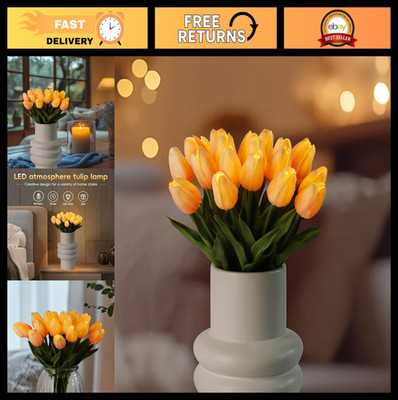 20pcs LED Tulip Night Light - Real Touch Artificial Flower Bouquet Home Decor