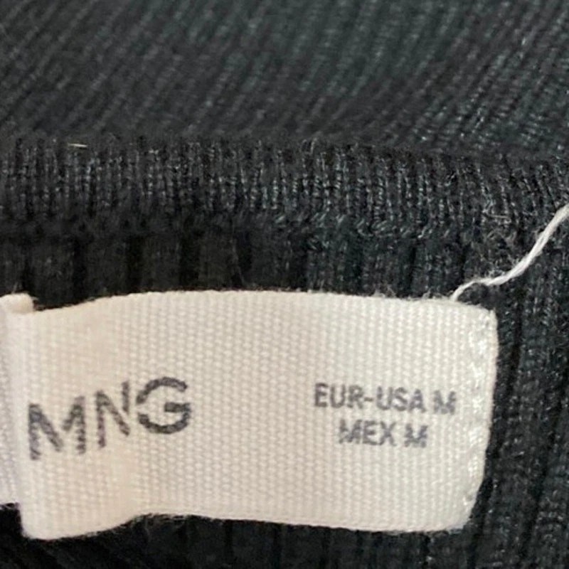 Camiseta sin mangas corta MNG Mango para mujer negra de punto acanalado sin mangas cuello en V cami camisola M Foto 3 de 4