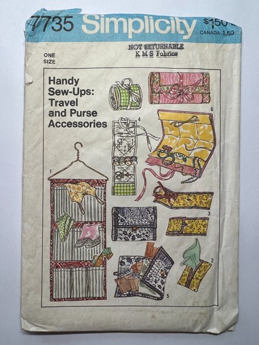 Simplicity Sewing Pattern 7735 Travel and Purse Accessories FF UNCUT