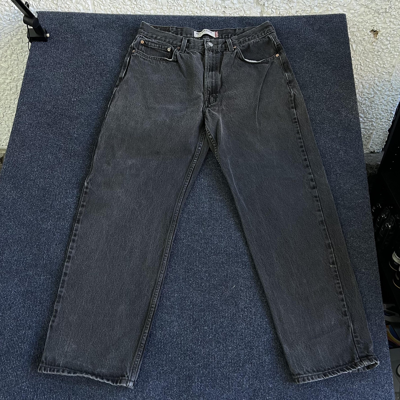 Y2K Levis 550 Jeans Mens 38x32 Black Denim Relaxed Tapered Charcoal Wash Casual thumbnail 3