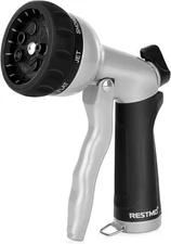 RESTMO Garden Hose Nozzle, Heavy Duty Metal Water Nozzle with 7 Adjustable Spray