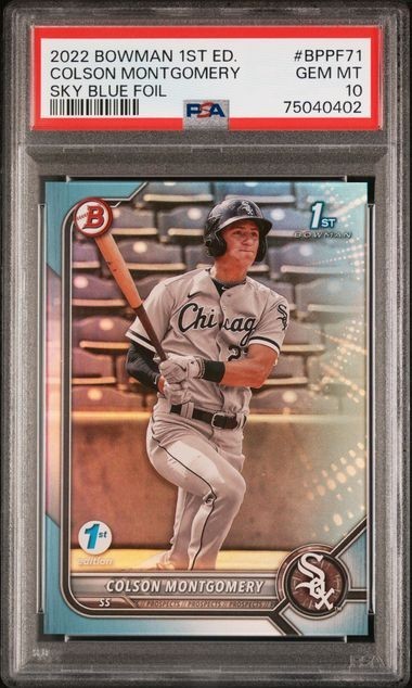 PSA 10 COLSON MONTGOMERY 2022 Bowman 1st Edition SKY BLUE FOIL RC GEM MINT