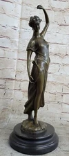 Victorian Girl" Pure American Bronze Statue Sculpture Inspired by Moreau Artwork