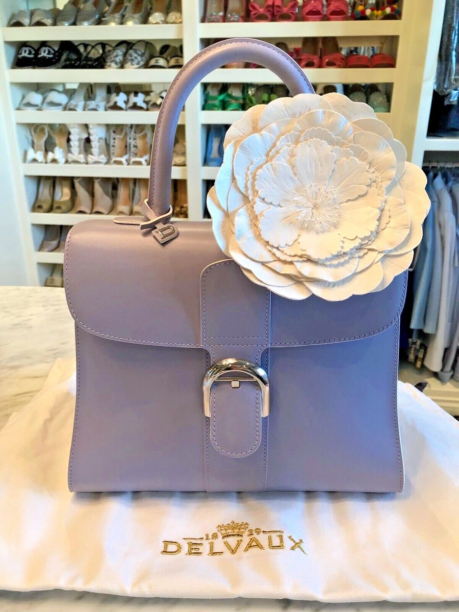 Brand New Delvaux Brilliant MM Leather Lilac Handbag W/box, dust