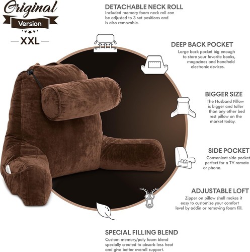 XXL Arm & Back Support Reading Pillow - Portable Memory Foam Comfort for All - Picture 7 of 11