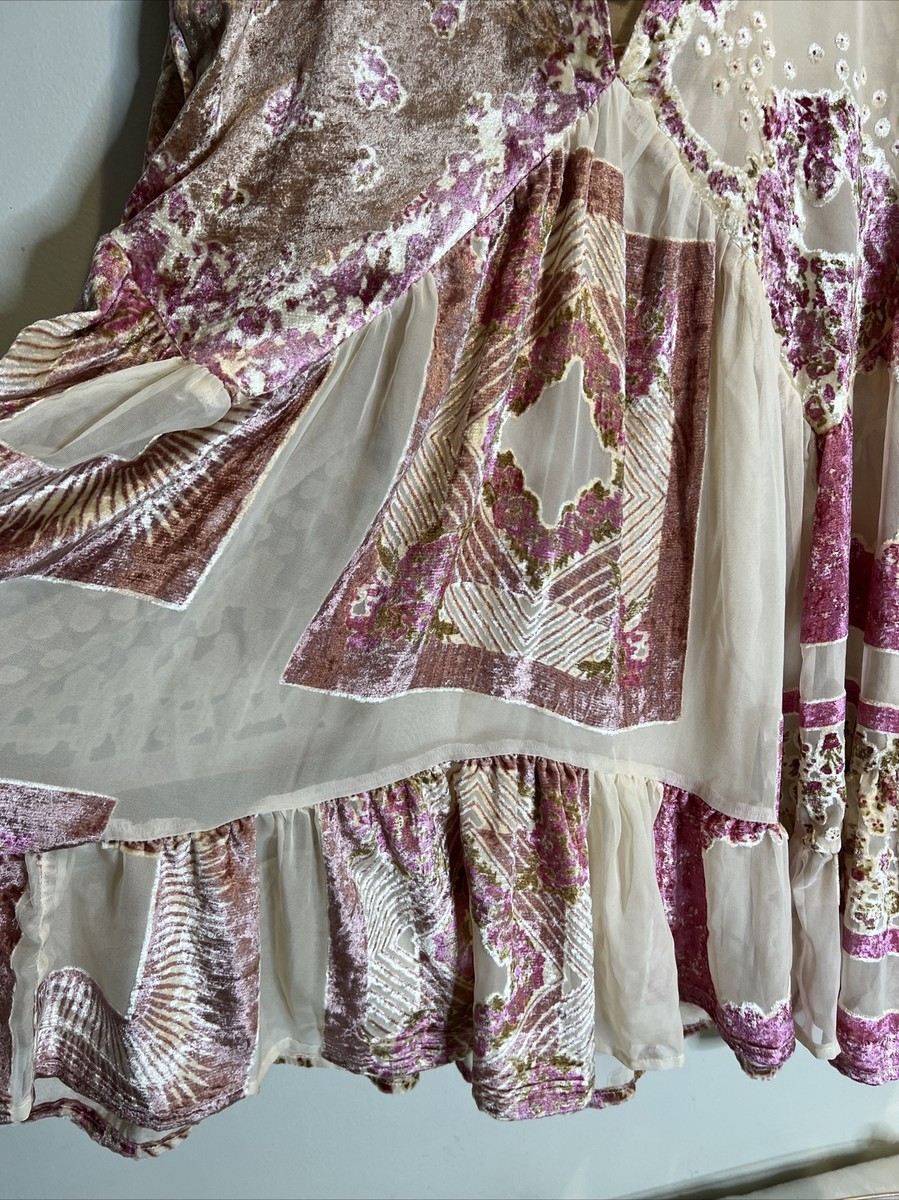 Free People Mended with Scarves Velvet Pieced Mixed Printed Free People Mended with Scarves Velvet Pieced Mixed Printed