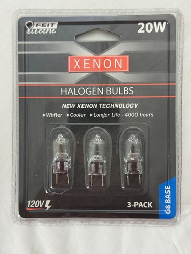 3 Pack Feit Xenon 20 Watt Light Bulbs BPXN20 G8 Base 120 Volt NEW SEALED
