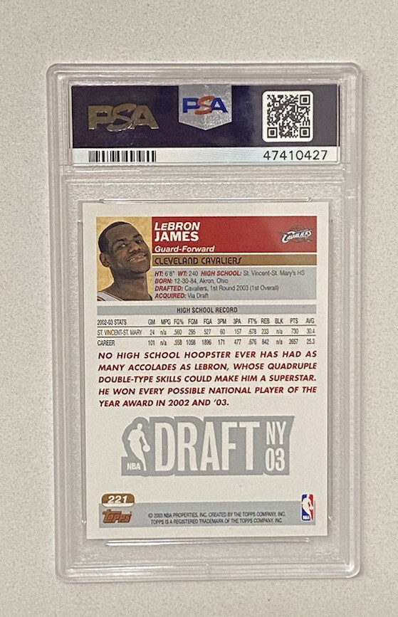 2003-04 Topps Basketball Lebron James ROOKIE RC #221 PSA 10 GEM