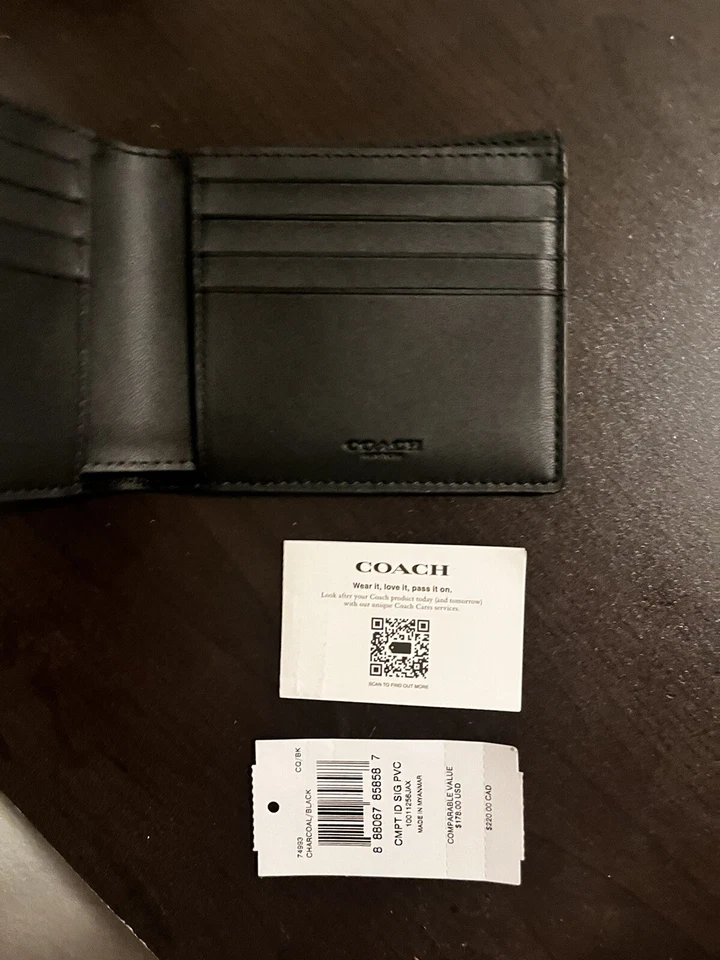 Cartera Coach Hombre - Negra 2 Billeteras - Perfecto Estado - Etiquetas Originales Foto 3 de 4