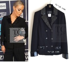 $5.7K CHANEL 15A Black Wool Patent Leather Collar Jacket 38 US6 Pristine
