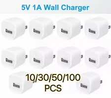 Lot 10/100PCS Wall Charger 5V 1A USB Port Plug Cube For Apple iPhone 6,7,8,X XS
