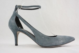 blue suede kitten heels