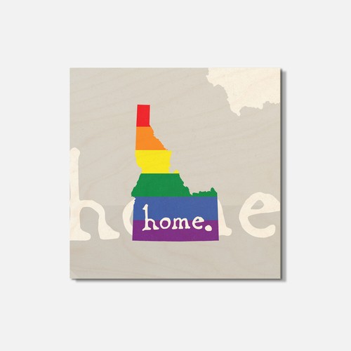 Idaho USA State Map Pride Home Regenbogen LGBT-Flagge 4" x 4" quadratische Holzuntersetzer - Bild 1 von 3