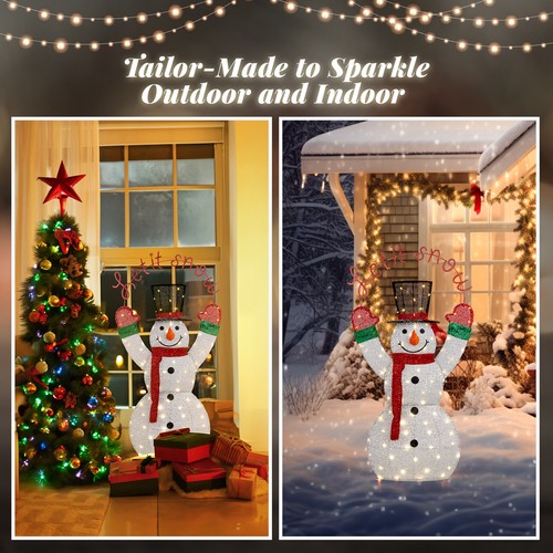 4 FT Outdoor Christmas Decorations Lighted Snowman Décor with Hat & LED Lights - Picture 5 of 9