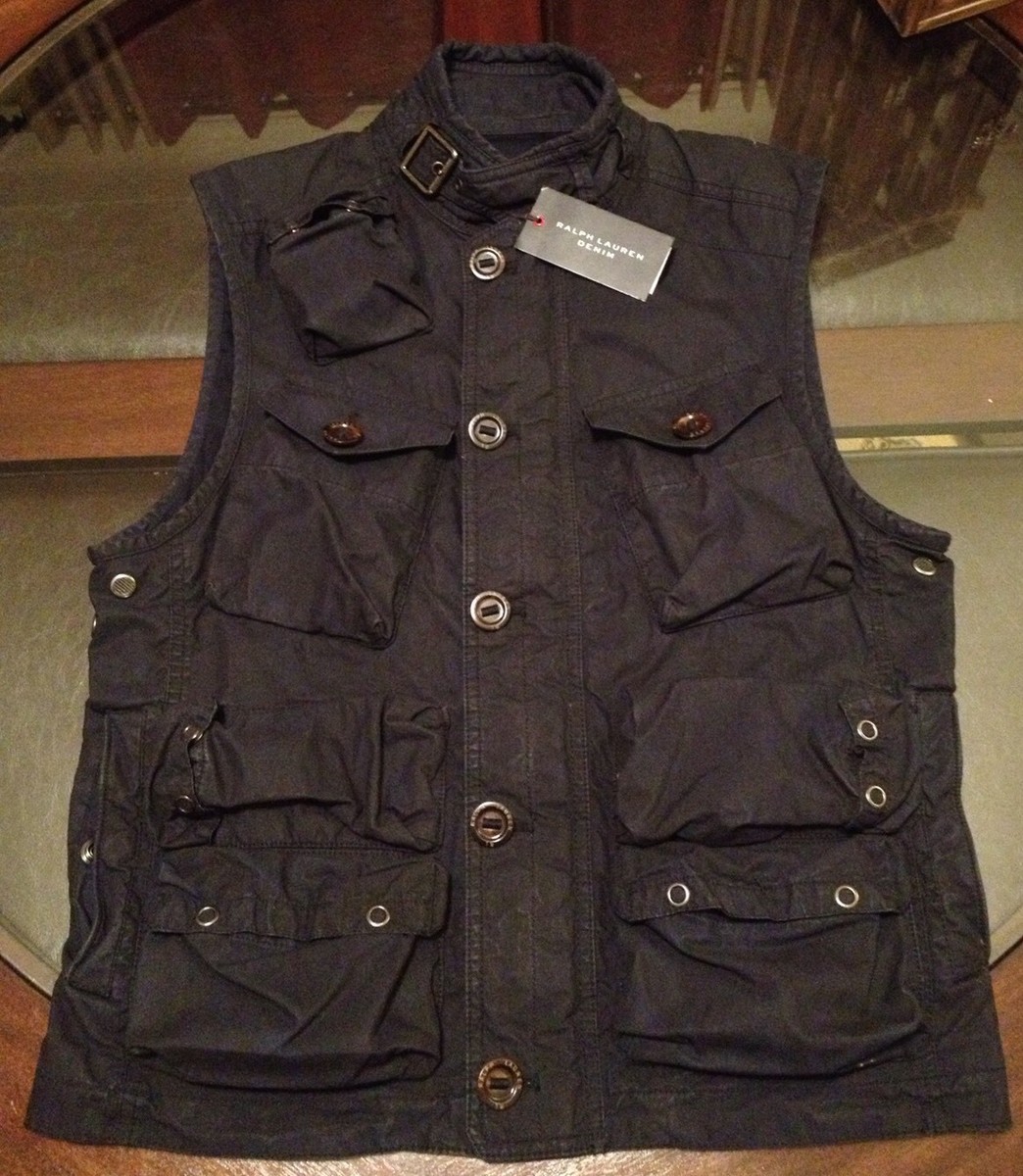Ralph Lauren Black Label Sz Small Slim Fit Oil Cloth Vest New w 