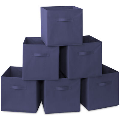 6 Collapsible Foldable Fabric Cubby Cube Storage Bins Baskets for Shelves