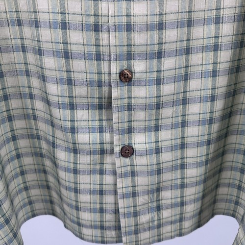 TOMMY BAHAMA Men XL100% Silk Yellow/Blue Plaid Button up Shirt Golf Casual - Picture 4 of 11