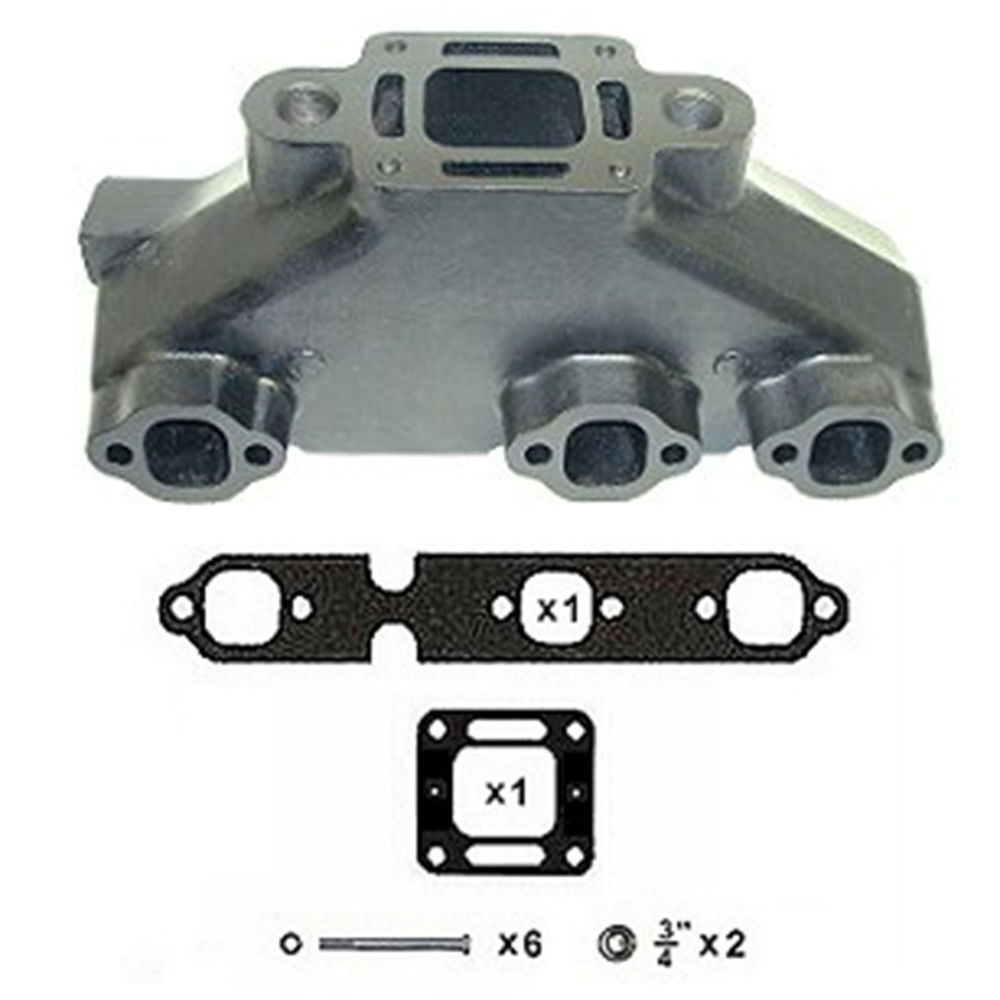 Mercruiser 4.3 V6 Cast Iron Exhaust Manifold & Riser Kit package elbow ...